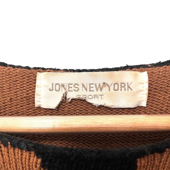 Vintage Jones New York Sport Mobwife Animal Print Knit Sweater Top Size Small - Picture 3 of 5